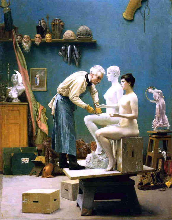  Jean-Leon Gerome Working in Marble - Canvas Art Print