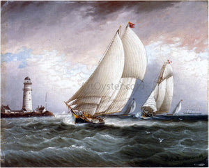  James E Buttersworth A Yacht Race Near Lighthouse - Canvas Art Print
