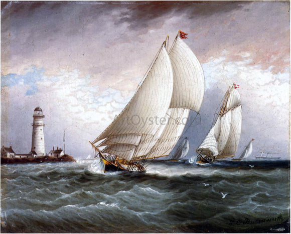  James E Buttersworth A Yacht Race Near Lighthouse - Canvas Art Print