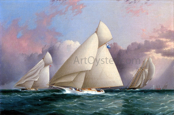  James E Buttersworth Yacht 'Sappho' Beating to the Wind - Canvas Art Print