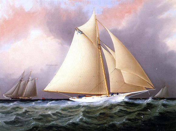  James E Buttersworth Yacht under Full Sail - Canvas Art Print