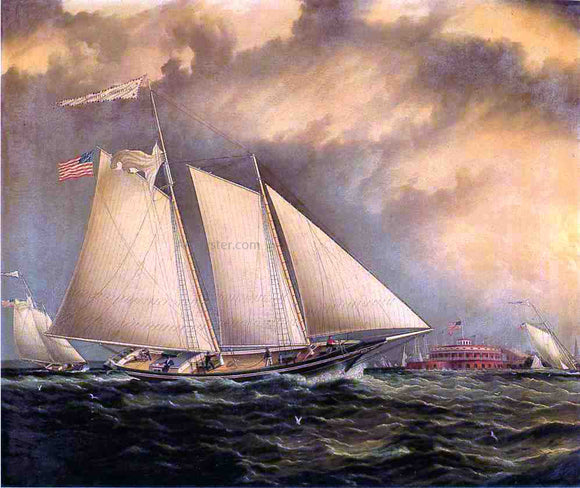  James E Buttersworth Yachting off Castle Garden - Canvas Art Print