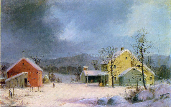  George Henry Durrie Yellow Farmhouse in Winter - Canvas Art Print