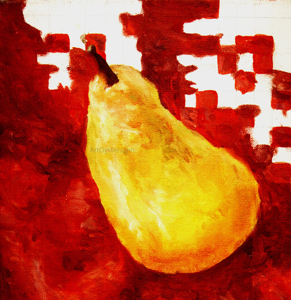  Our Original Collection Yello Pear on Red - Canvas Art Print