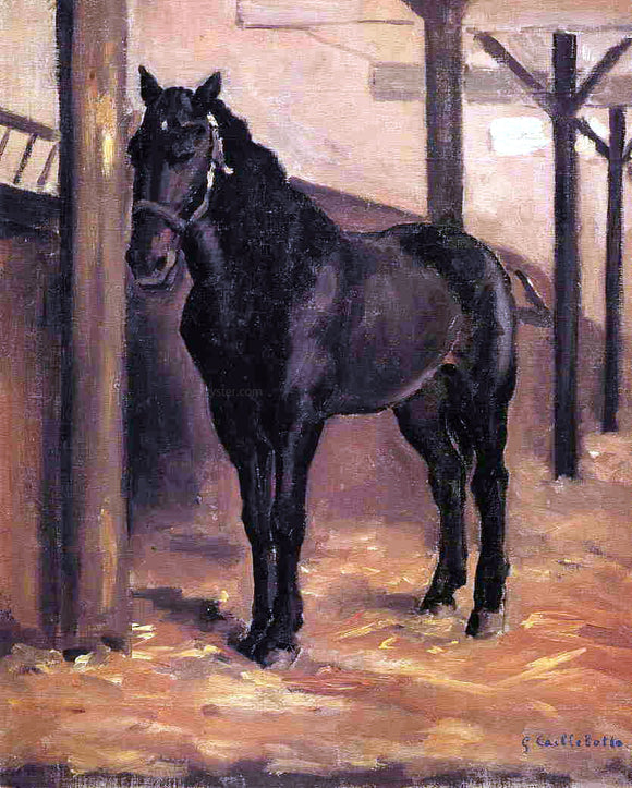  Gustave Caillebotte Yerres, Dark Bay Horse in the Stable - Canvas Art Print