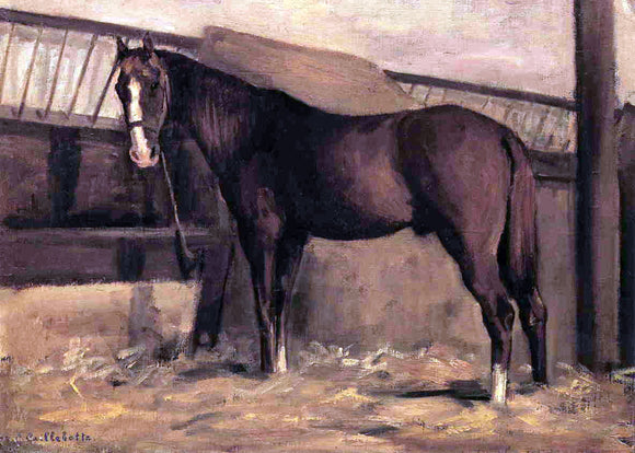  Gustave Caillebotte Yerres, Reddish Bay Horse in the Stable - Canvas Art Print