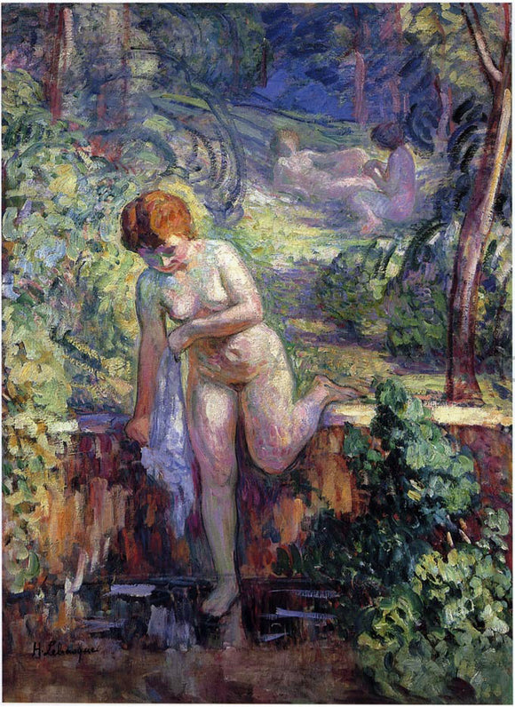  Henri Lebasque Youn girl in a garden at St. Tropez - Canvas Art Print