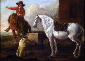  Abraham Van Calraet Young Artist Painting a Horse and Rider - Canvas Art Print