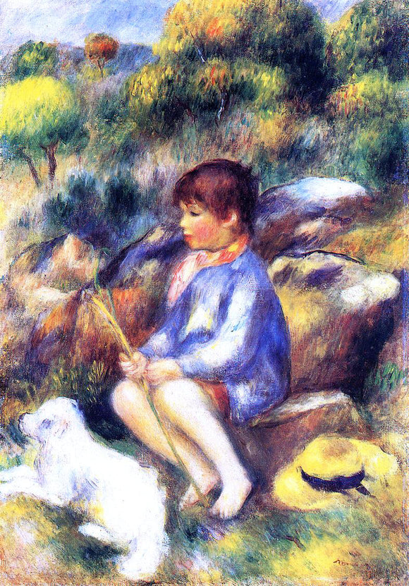  Pierre Auguste Renoir Young Boy by the River - Canvas Art Print