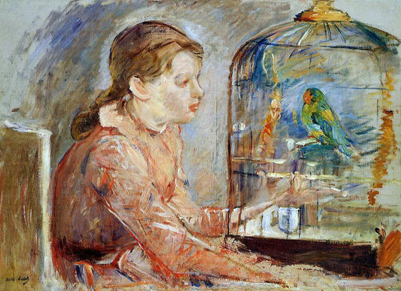  Berthe Morisot Young Girl and the Budgie - Canvas Art Print