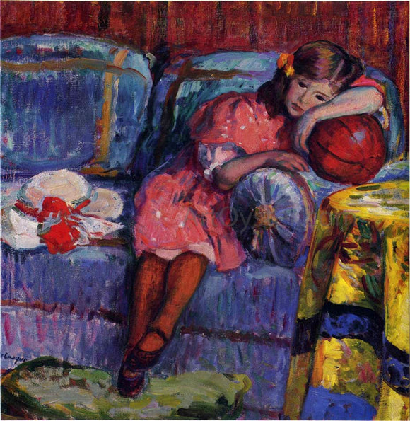  Henri Lebasque A Young Girl and the Red Balloon - Canvas Art Print