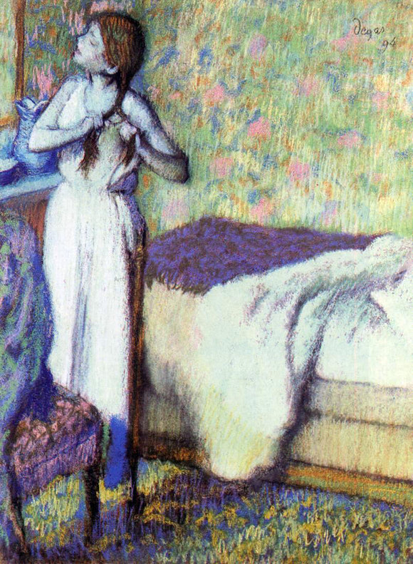  Edgar Degas Young Girl Braiding Her Hair - Canvas Art Print