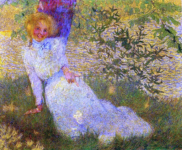  Phillip Leslie Hale Young Girl by a Stream - Canvas Art Print