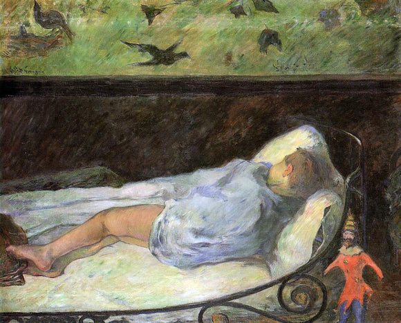  Paul Gauguin Young Girl Dreaming (also known as Study of a Child Asleep, the Painter's Daughter, Line, Rue Carcel) - Canvas Art Print