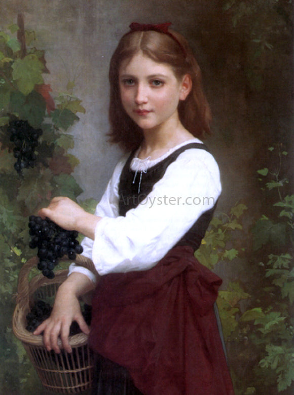  Elizabeth Gardner Bouguereau Young Girl Holding a Basket of Grapes - Canvas Art Print