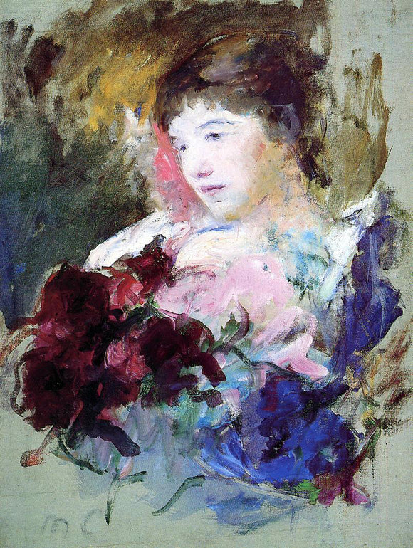  Mary Cassatt Young Girl Holding a Loose Bouquet - Canvas Art Print