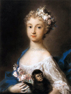  Rosalba Carriera Young Girl Holding a Monkey - Canvas Art Print