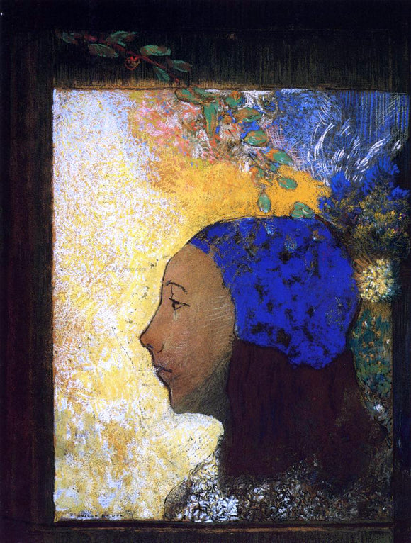  Odilon Redon Young Girl in a Blue Bonnet - Canvas Art Print