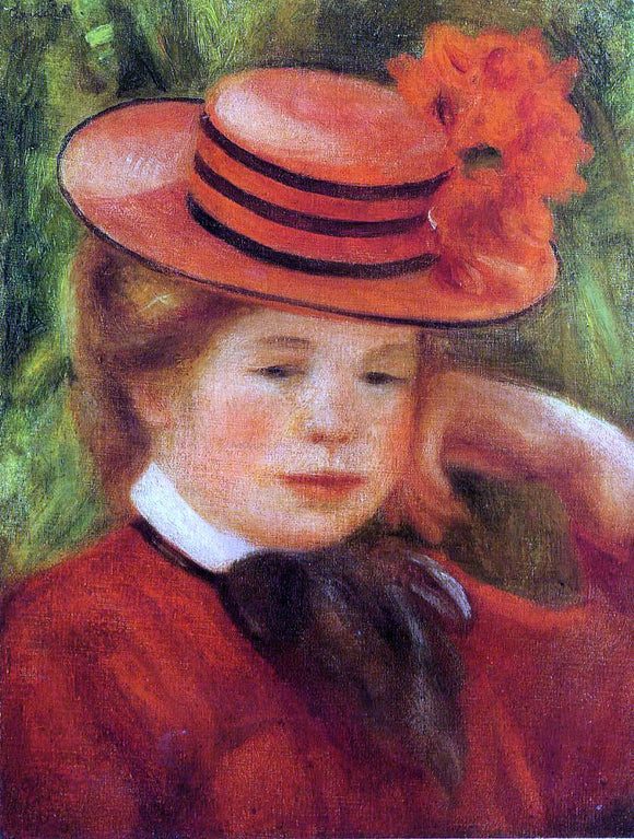  Pierre Auguste Renoir Young Girl in a Red Hat - Canvas Art Print