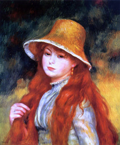  Pierre Auguste Renoir Young Girl in a Straw Hat - Canvas Art Print