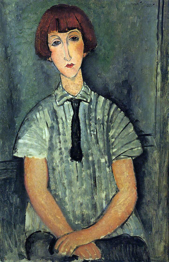  Amedeo Modigliani Young Girl in a Striped Blouse - Canvas Art Print