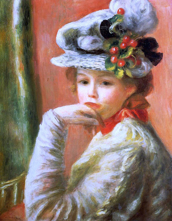  Pierre Auguste Renoir Young Girl in a White Hat - Canvas Art Print