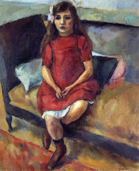  Jules Pascin Young Girl in Red - Canvas Art Print