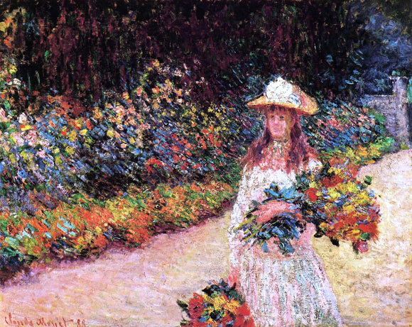  Claude Oscar Monet A Young Girl in the Garden at Giverny - Canvas Art Print