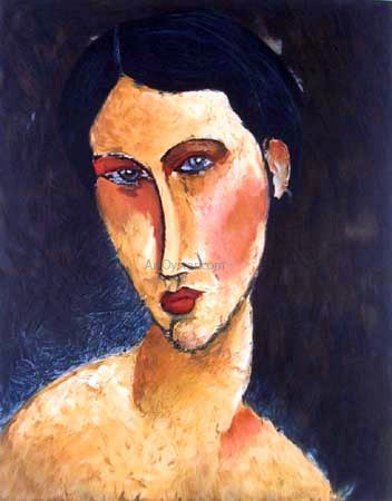  Amedeo Modigliani Young Girl with Blue Eyes (also known as Jeune femme aux yeux bleus) - Canvas Art Print