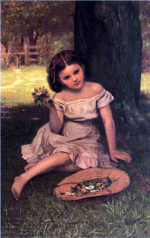  John George Brown Young Girl with Flowers - Canvas Art Print