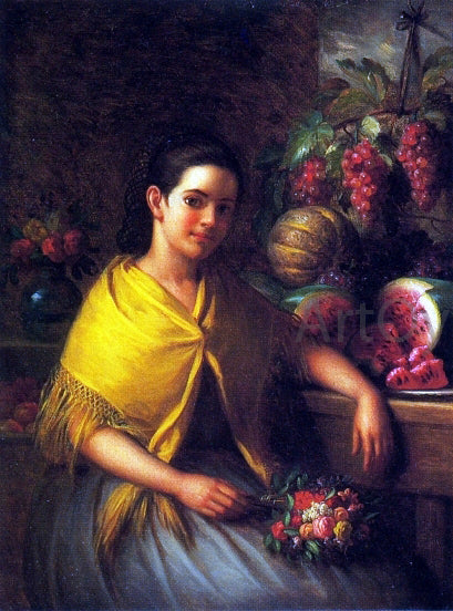  George Henry Hall Young Girl with Fruit and Flowers - Canvas Art Print