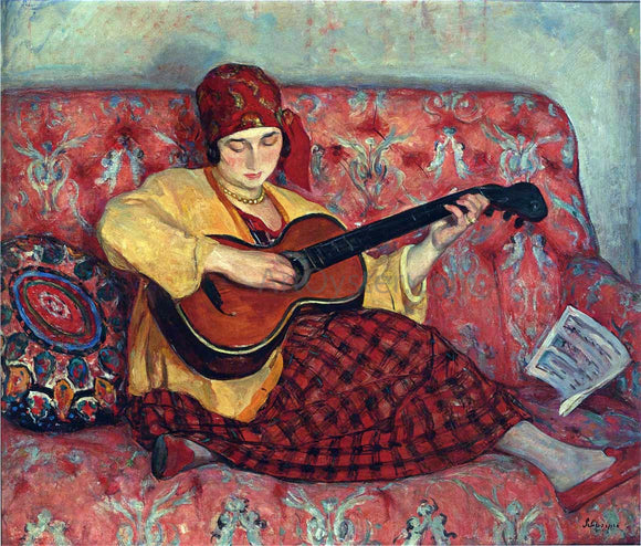  Henri Lebasque A Young Girl with Guitar - Canvas Art Print