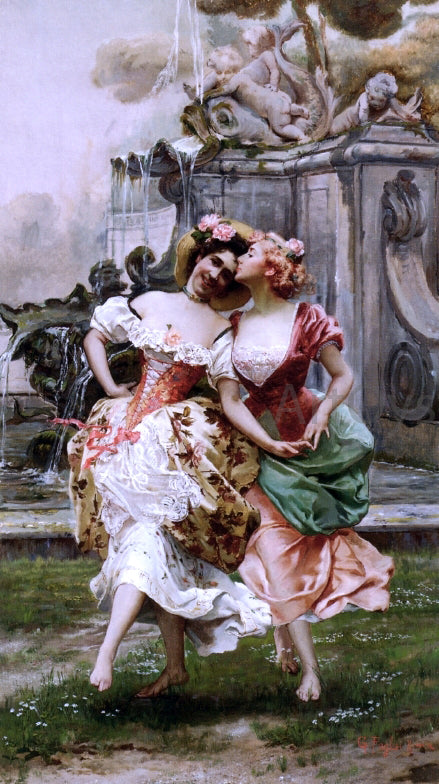  Gioacchino Pagliei Young Girls Dancing by a Fountain - Canvas Art Print