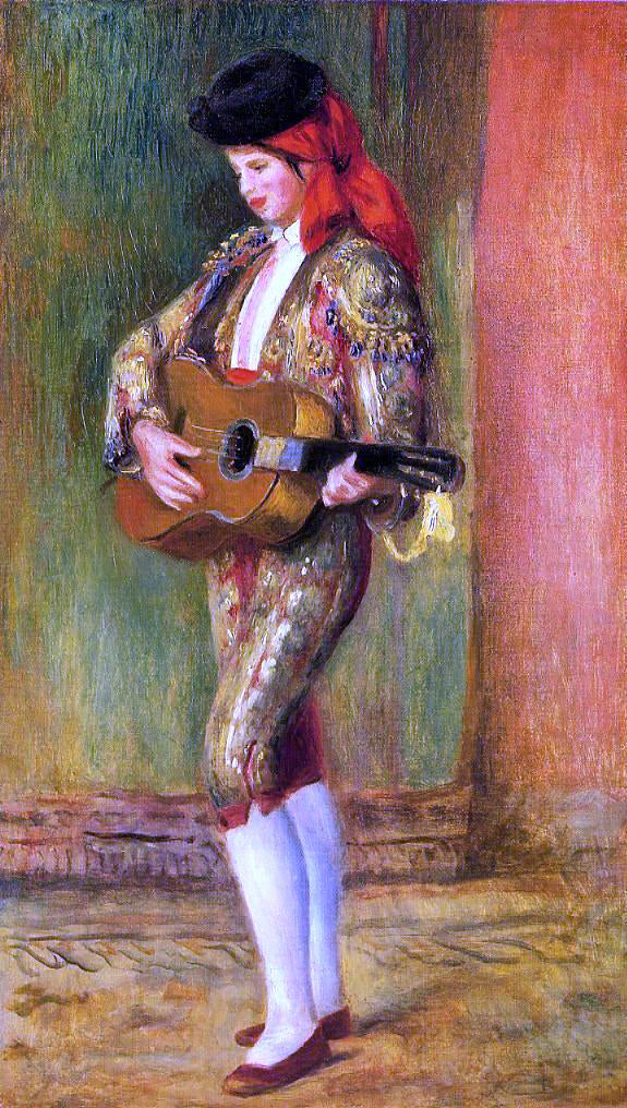  Pierre Auguste Renoir A Young Guitarist Standing - Canvas Art Print