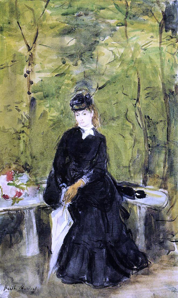  Berthe Morisot Young Lady Seated on a Bench - Canvas Art Print