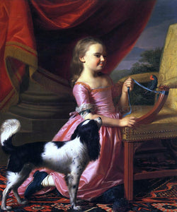  John Singleton Copley Young Lady with a Bird and Dog - Canvas Art Print