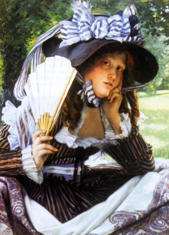  James Tissot Young Lady with a Fan - Canvas Art Print