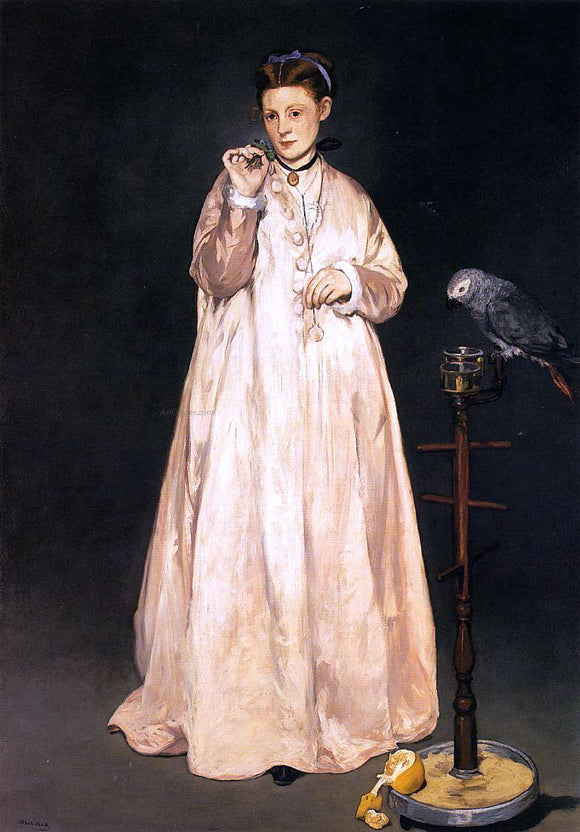  Edouard Manet Young Lady with a Parrot - Canvas Art Print