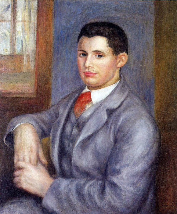  Pierre Auguste Renoir Young Man in a Red Tie, Portrait of Eugene Renoir - Canvas Art Print