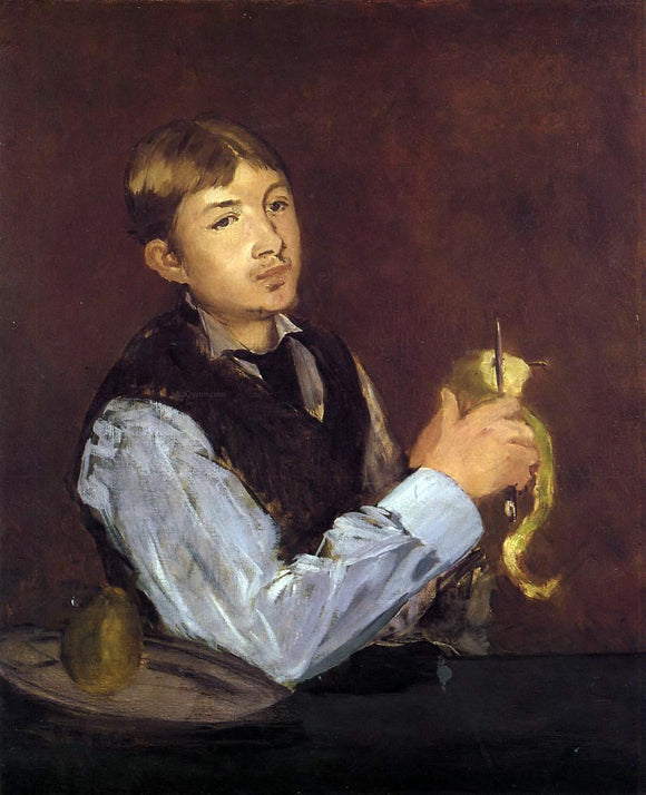  Edouard Manet Young Man Peeling a Pear (also known as Portrait of Leon Leenhoff) - Canvas Art Print