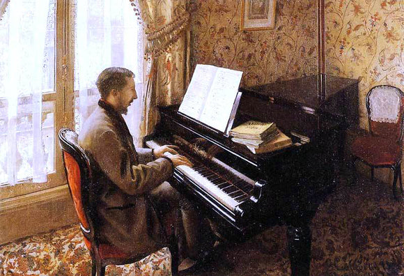  Gustave Caillebotte Young Man Playing the Piano - Canvas Art Print