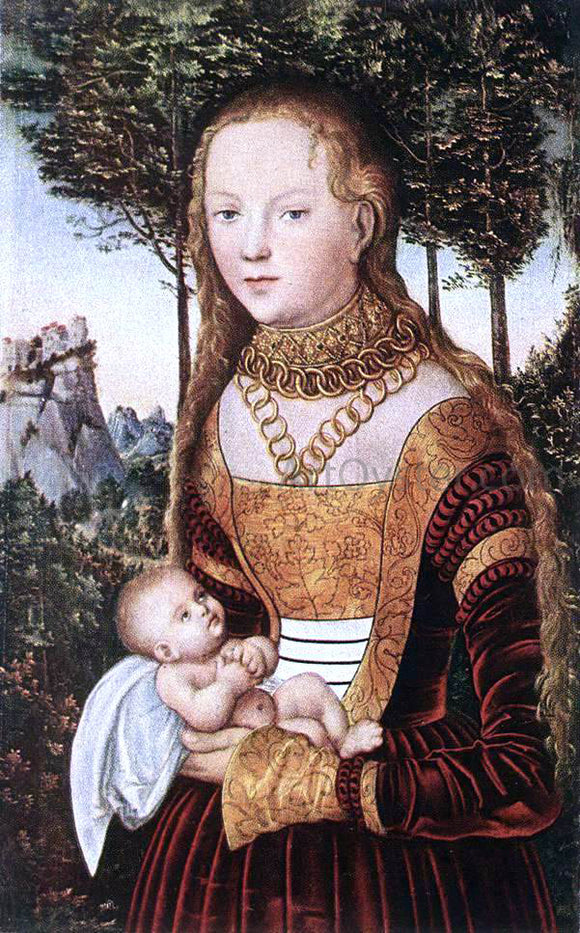  The Elder Lucas Cranach Young Mother with Child - Canvas Art Print