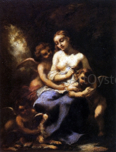  Narcisse Virgilio Diaz De la Pena  Young Nymph and Three Cupids - Canvas Art Print