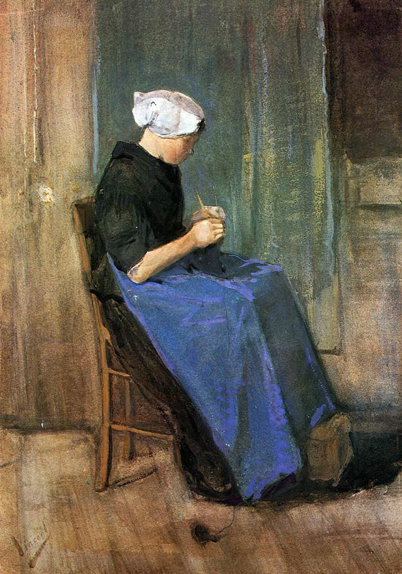  Vincent Van Gogh Young Scheveningen Woman Knitting - Canvas Art Print