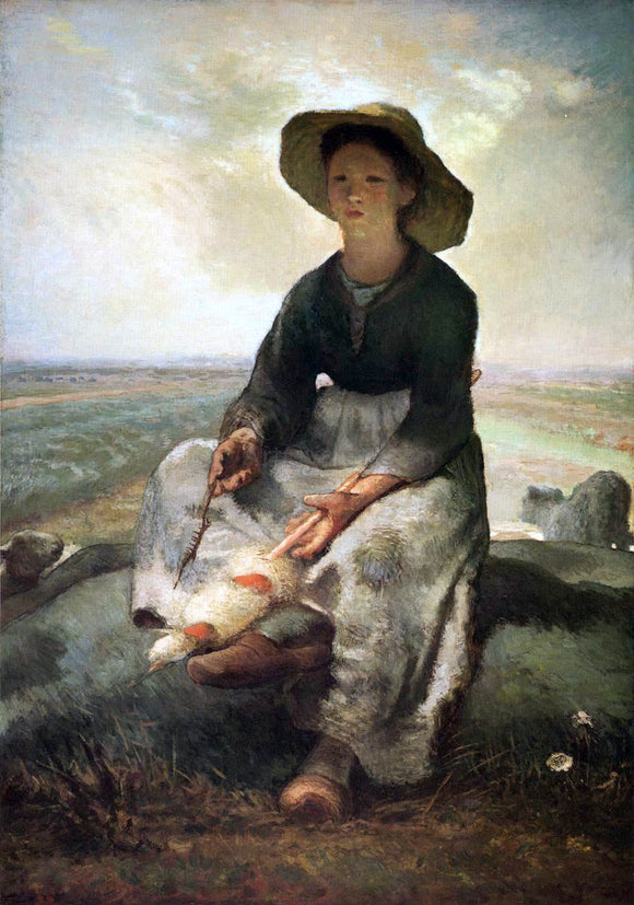  Jean-Francois Millet Young Shepherdess - Canvas Art Print