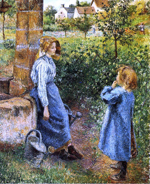  Camille Pissarro A Young Woman and Child at the Well - Canvas Art Print