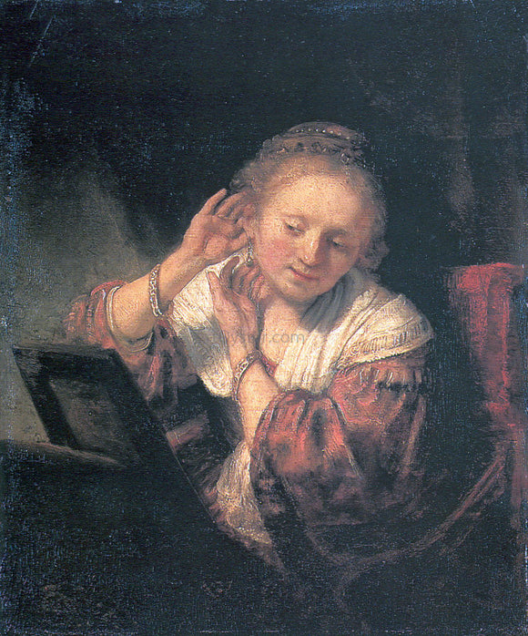  Rembrandt Van Rijn Young Woman at a Mirror - Canvas Art Print