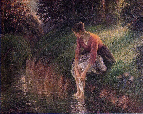  Camille Pissarro Young Woman Bathing Her Feet (also known as The Foot Bath) - Canvas Art Print