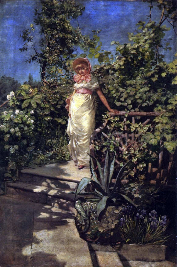  Frederick Judd Waugh Young Woman in a Garden - Canvas Art Print
