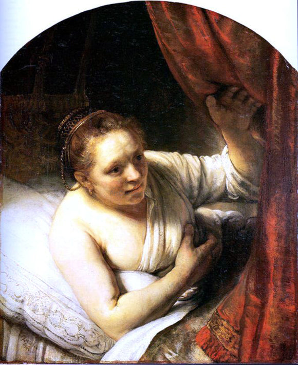  Rembrandt Van Rijn Young Woman in Bed (also known as Sarah Waiting for Tobias) - Canvas Art Print